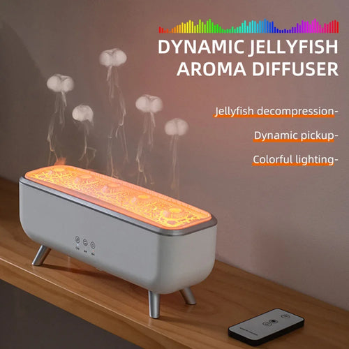 300ml Aroma Diffuser Five Nozzles Colorful Lighting Humidifier 2 Mist Modes Dancing Jellyfish Aromatherapy Diffuser for Bedroom