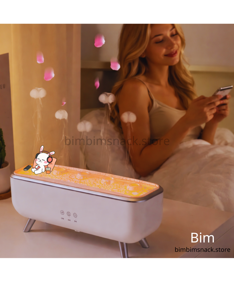 300ml Aroma Diffuser Five Nozzles Colorful Lighting Humidifier 2 Mist Modes Dancing Jellyfish Aromatherapy Diffuser for Bedroom